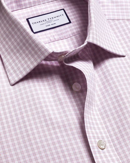 Classic Collar Non-Iron Royal Oxford Check Slim Fit Shirt - Pink