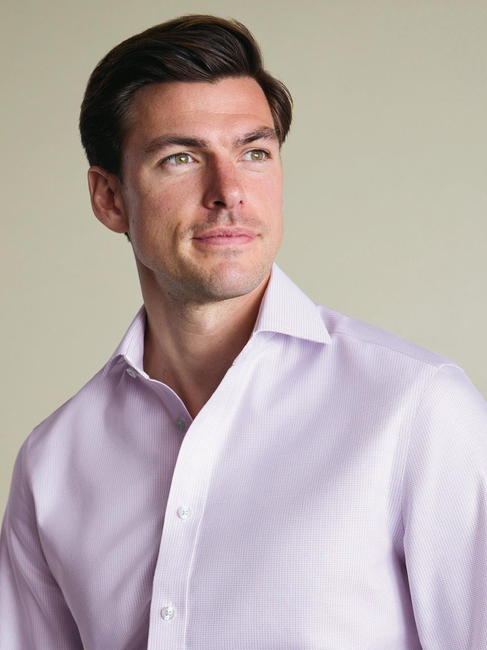Double Cuff Non-Iron Stretch Greenwich Weave Slim Fit Shirt - Lilac Purple