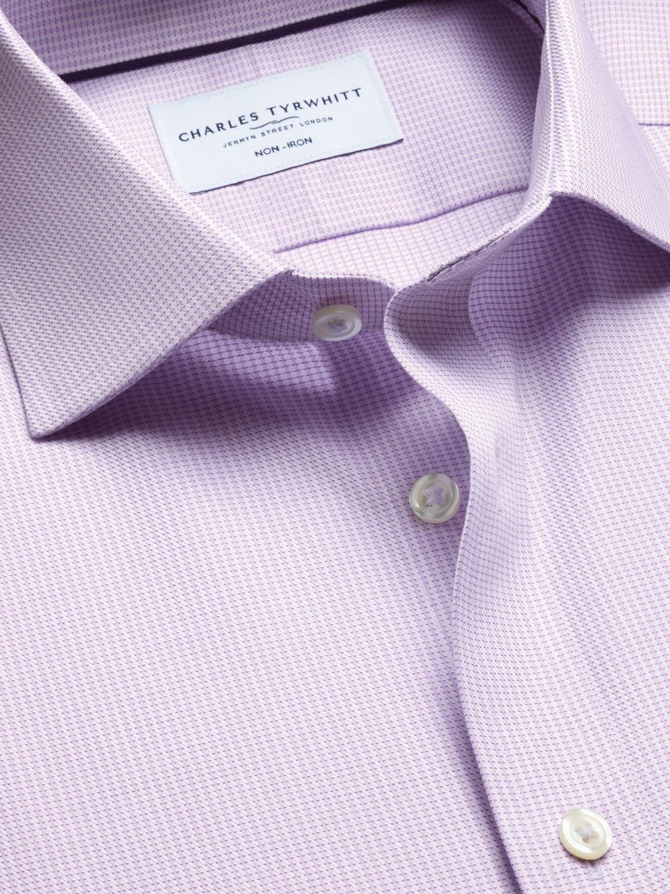 Double Cuff Non-Iron Stretch Greenwich Weave Slim Fit Shirt - Lilac Purple