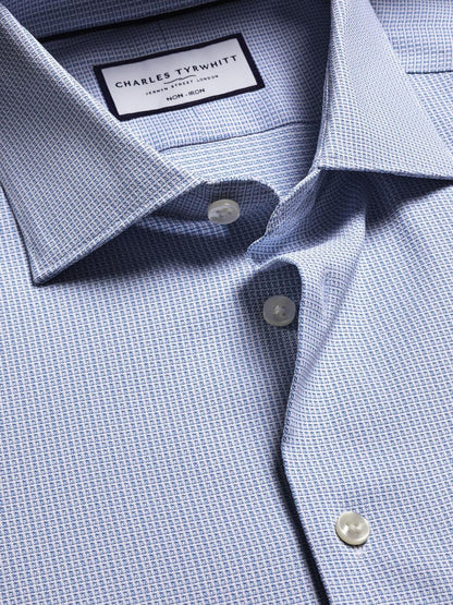 Non-Iron Performance Texture Slim Fit Shirt - Blue