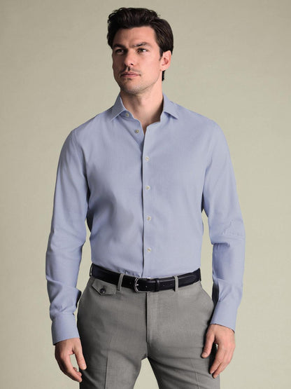 Non-Iron Performance Texture Slim Fit Shirt - Blue