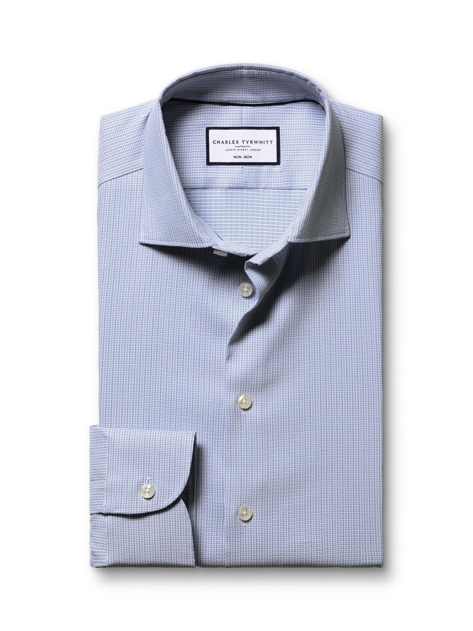 Non-Iron Performance Texture Slim Fit Shirt - Blue