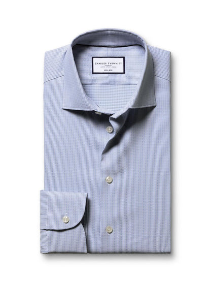 Non-Iron Performance Texture Slim Fit Shirt - Blue