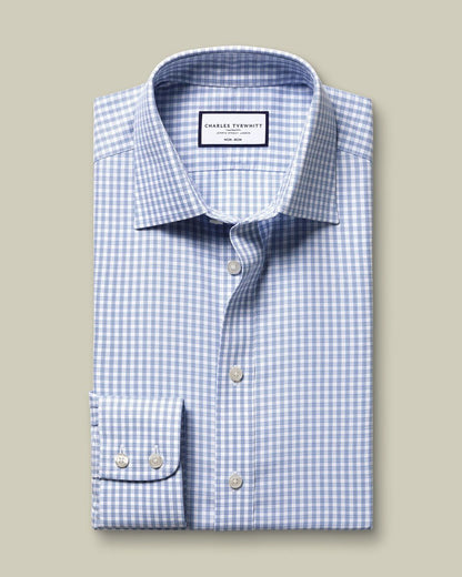 Non-Iron Royal Oxford Check Slim Fit Shirt - Blue