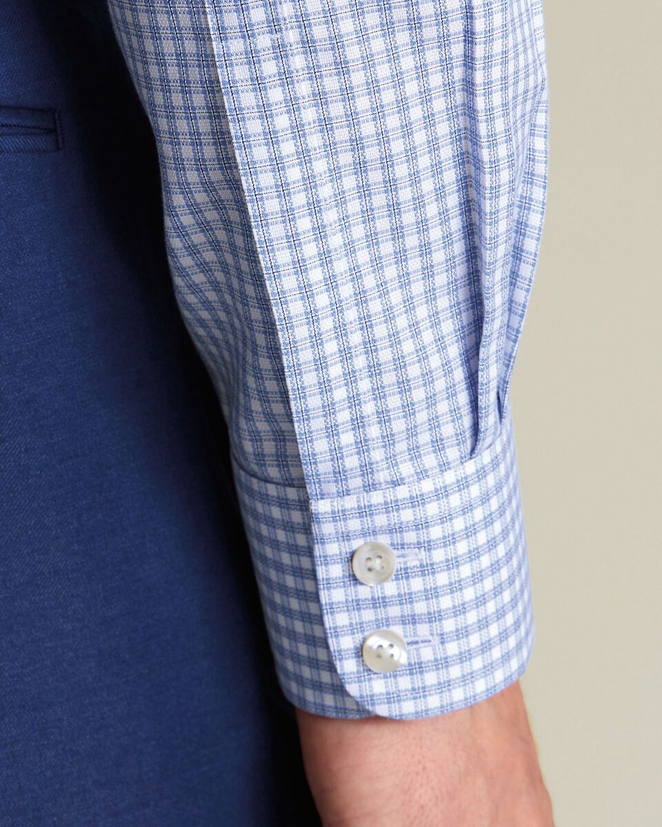 Non-Iron Royal Oxford Check Slim Fit Shirt - Blue