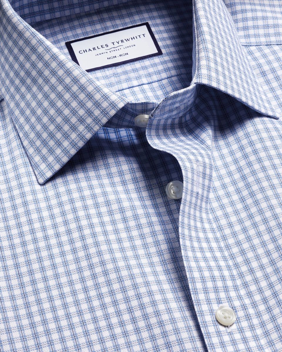 Non-Iron Royal Oxford Check Slim Fit Shirt - Blue