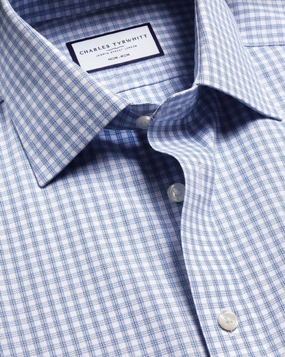 Non-Iron Royal Oxford Check Slim Fit Shirt - Blue