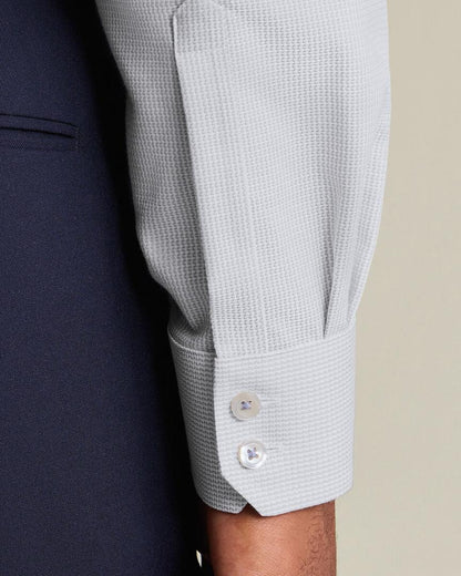 Non-Iron Stretch Burlington Weave Slim Fit Shirt - Silver Grey