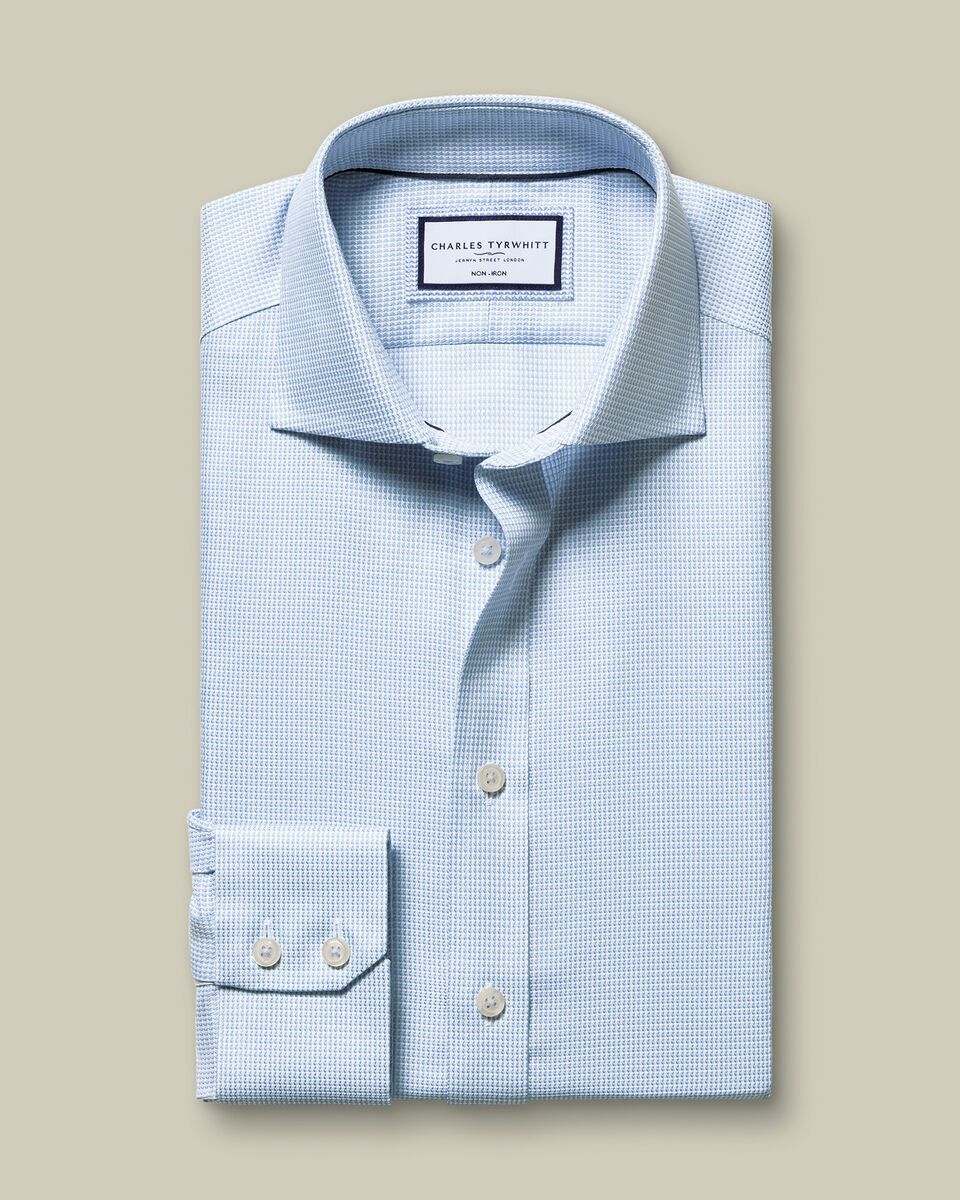 Non-Iron Stretch Burlington Weave Slim Fit Shirt - Sky Blue