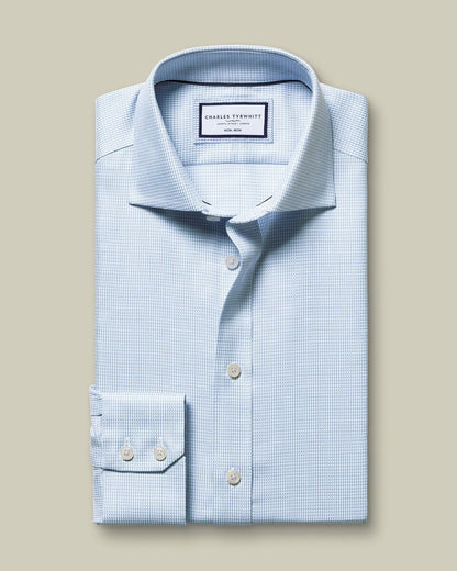 Non-Iron Stretch Burlington Weave Slim Fit Shirt - Sky Blue