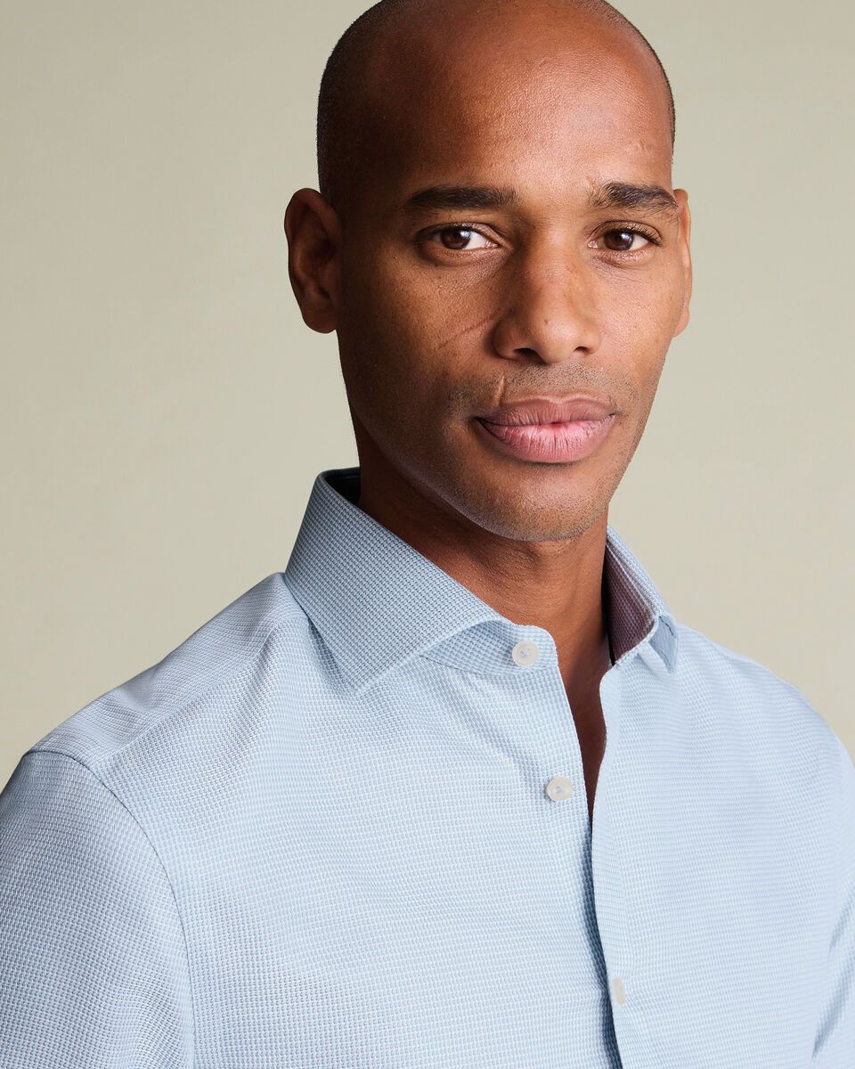 Non-Iron Stretch Burlington Weave Slim Fit Shirt - Sky Blue