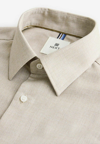 Textured Single Formal Slim Fit Shirt - Neutral Brown