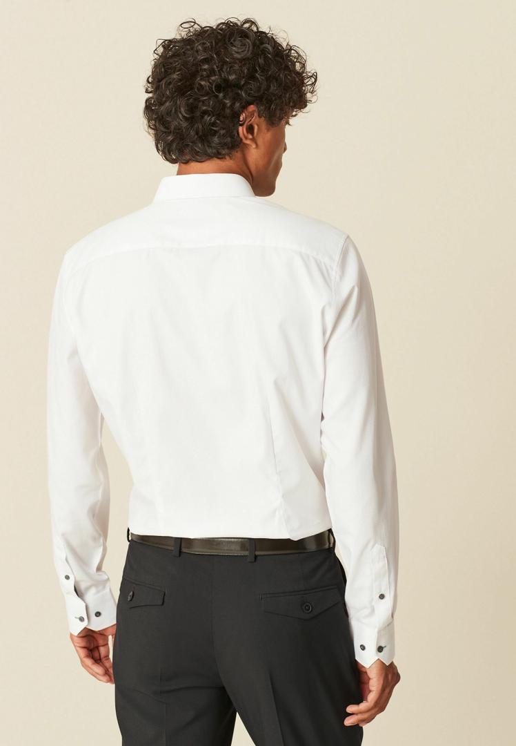 Textured Trimmed Single Cuff Slim Fit Shirt - White