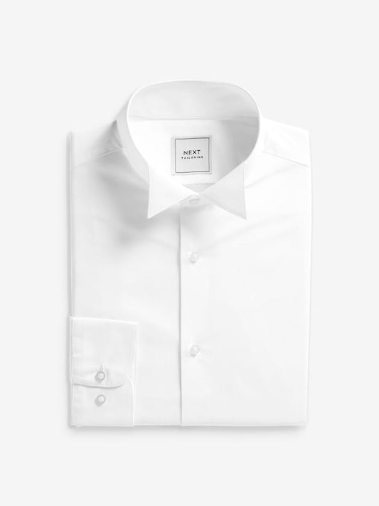 Easy Care Single Cuff Wing Collar Smart Slim Fit Shirt - White