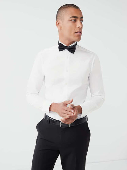 Easy Care Single Cuff Wing Collar Smart Slim Fit Shirt - White