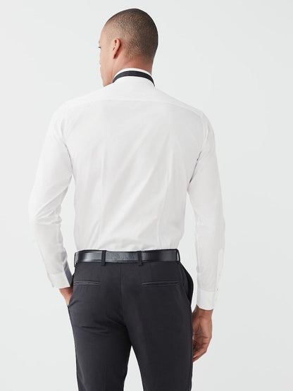 Easy Care Single Cuff Wing Collar Smart Slim Fit Shirt - White