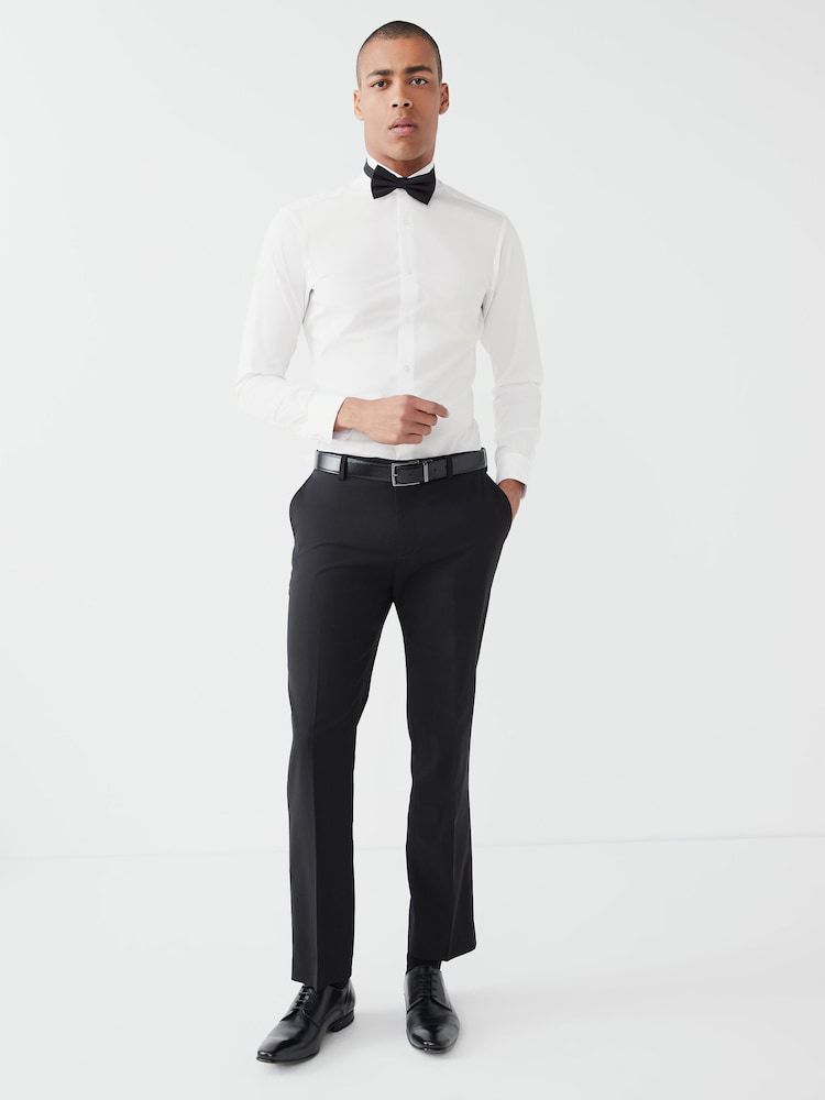 Easy Care Single Cuff Wing Collar Smart Slim Fit Shirt - White