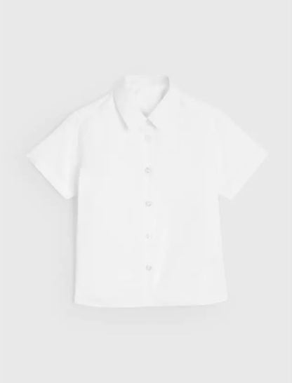 White Regular Fit Touch And Close Fasteners Short Sleeve Shirts 3 Pack