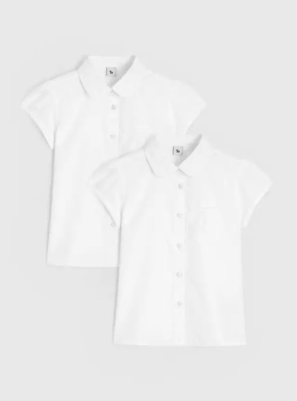 2 Pack White Embroidered Collar Blouses