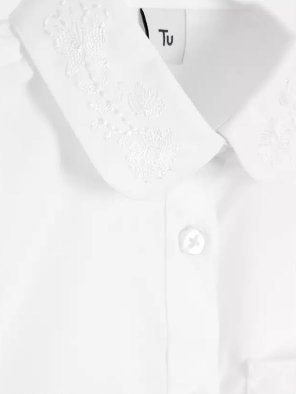 2 Pack White Embroidered Collar Blouses