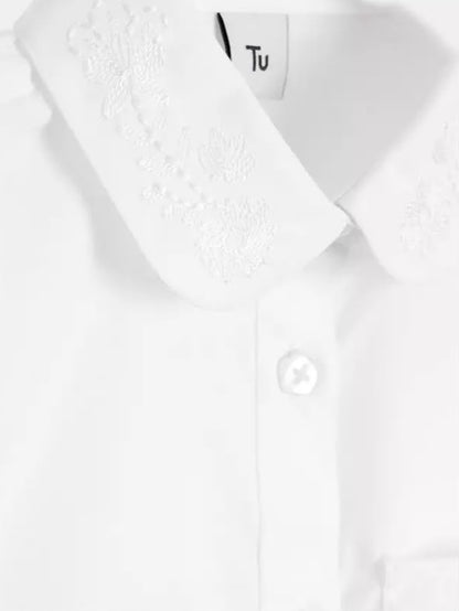 2 Pack White Embroidered Collar Blouses