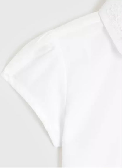 2 Pack White Embroidered Collar Blouses