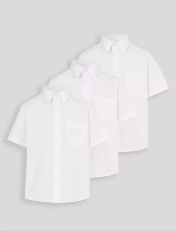 3 Pack Stain Resistant Unisex White Short Sleeve Shirts