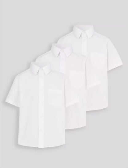 3 Pack Stain Resistant Unisex White Short Sleeve Shirts