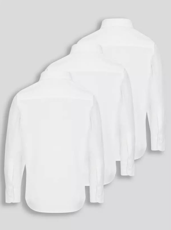 3 Pack Non Iron Unisex White Long Sleeve Shirts
