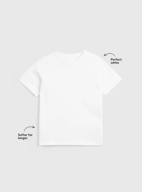 3 Pack Unisex Short Sleeve Crew Neck White Tees
