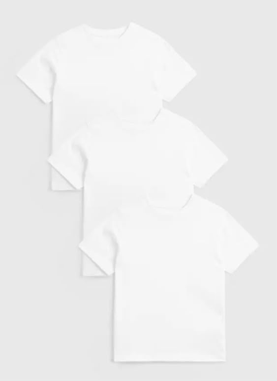3 Pack Unisex Short Sleeve Crew Neck White Tees