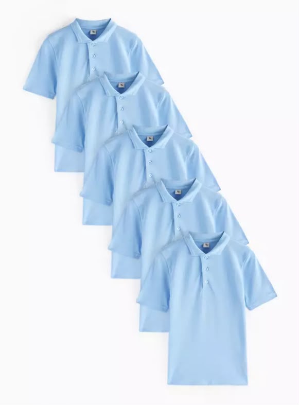 5 Pack Unisex Polo Shirts - Blue