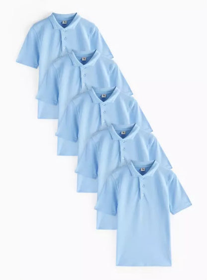 5 Pack Unisex Polo Shirts - Blue