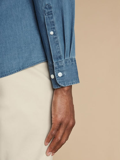 Plain Denim Slim Fit Shirt - Blue