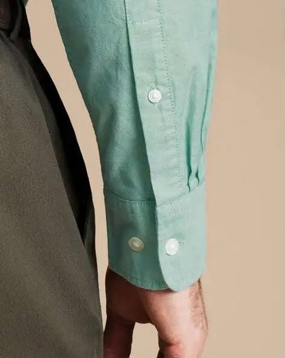 Button-Down Stretch Washed Oxford Slim Fit Shirt - Aqua Green