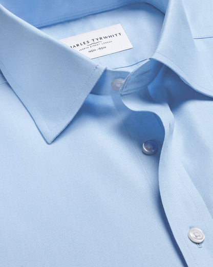 Double Cuff Non-Iron Twill Slim Fit Shirt - Sky Blue