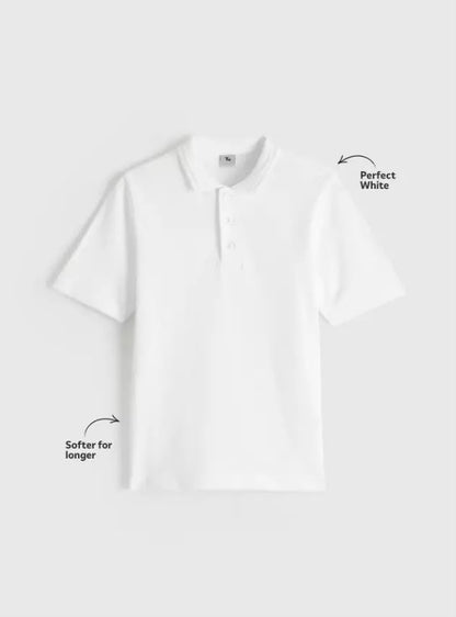 5 Pack Unisex White Polo Shirts - Perfect White