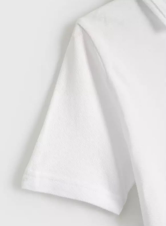 5 Pack Unisex White Polo Shirts - Perfect White