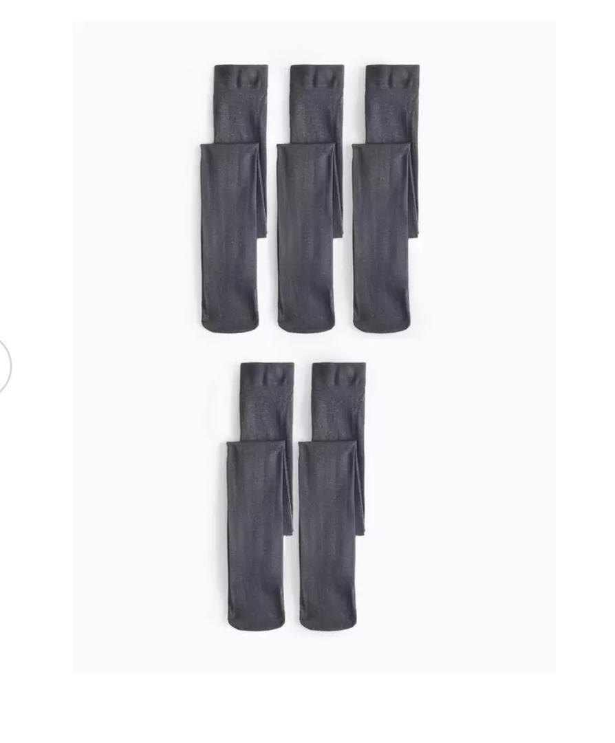 Grey Opaque Cotton Rich Tights 5 Pack