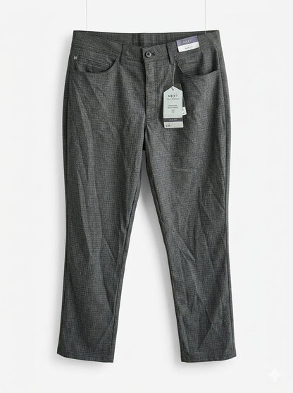 Tailored Slim Fit Textured Pattern Trousers  - Grey