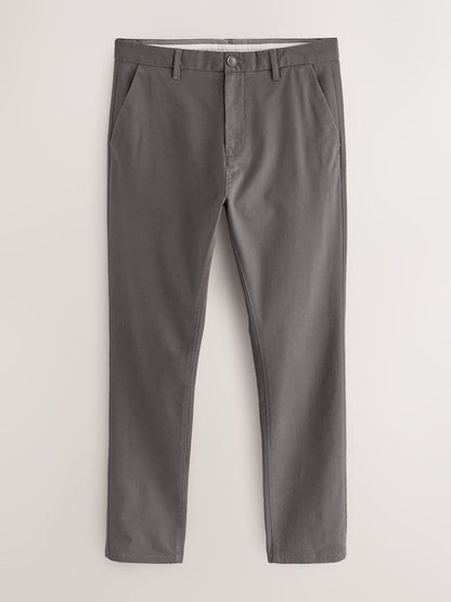 Skinny Fit Stretch Chinos Trousers - Dark Grey