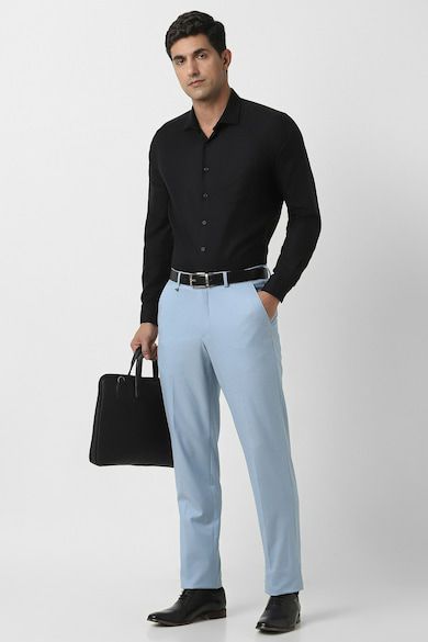 Formal Tailored Slim Fit Trousers - Light Blue