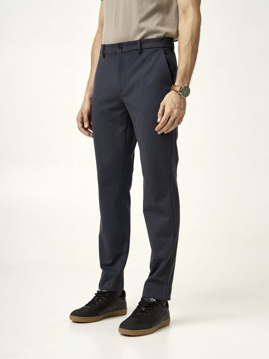 Tailored Houndstooth Slim Fit Trousers - Dark Blue Hue