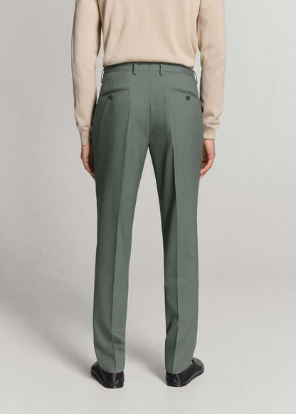 Regular Fit Textured Suit Trousers - Green