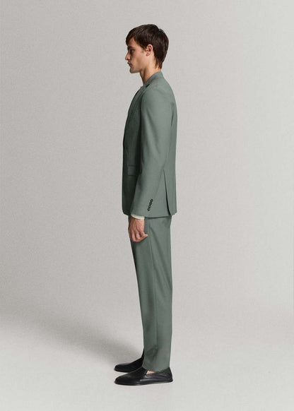 Regular Fit Textured Suit Trousers - Green