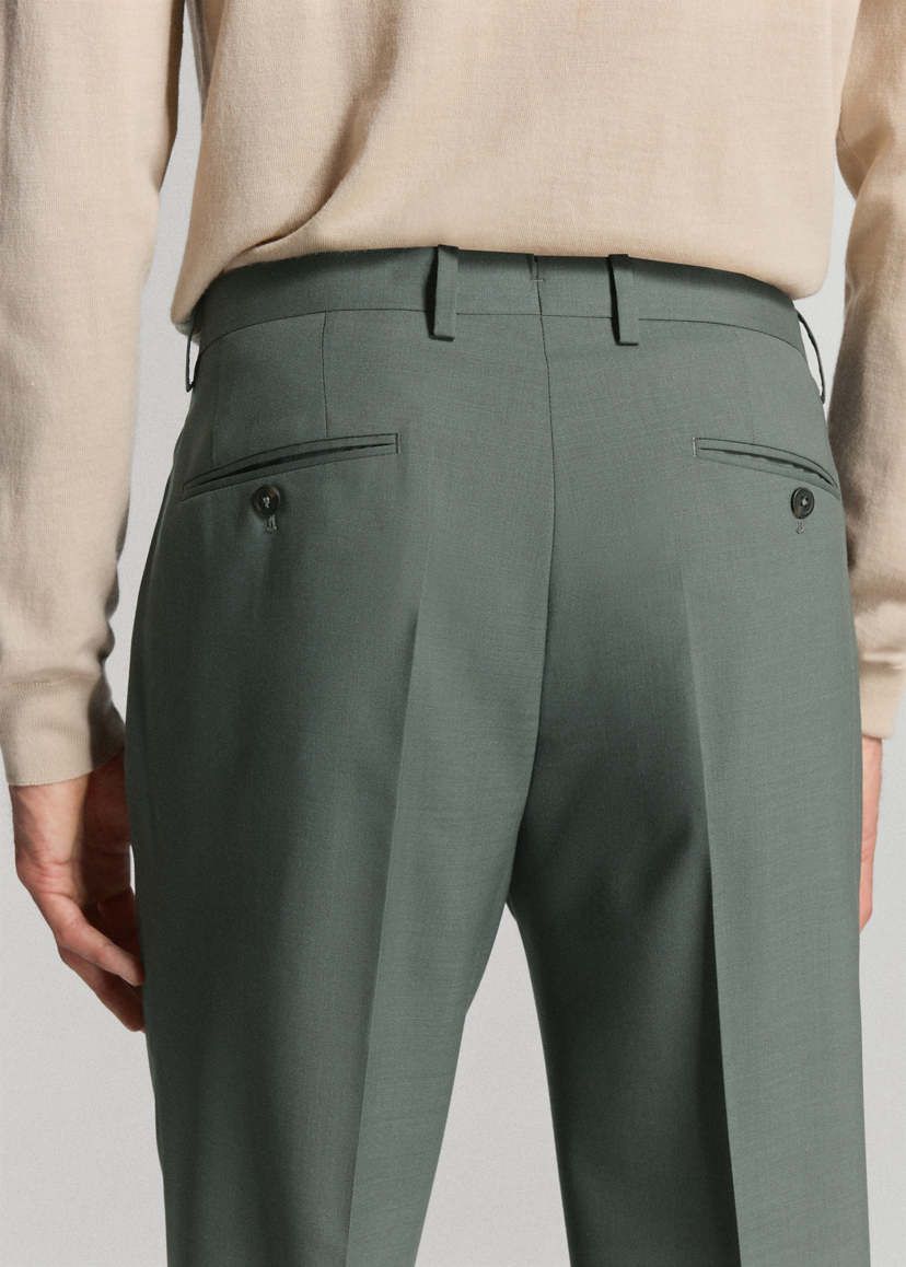 Regular Fit Textured Suit Trousers - Green