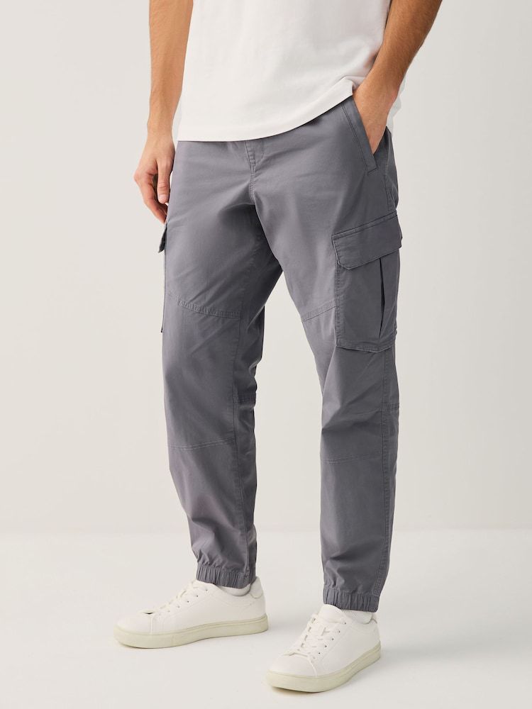 Cotton Stretch Cargo Pants - Dark Grey