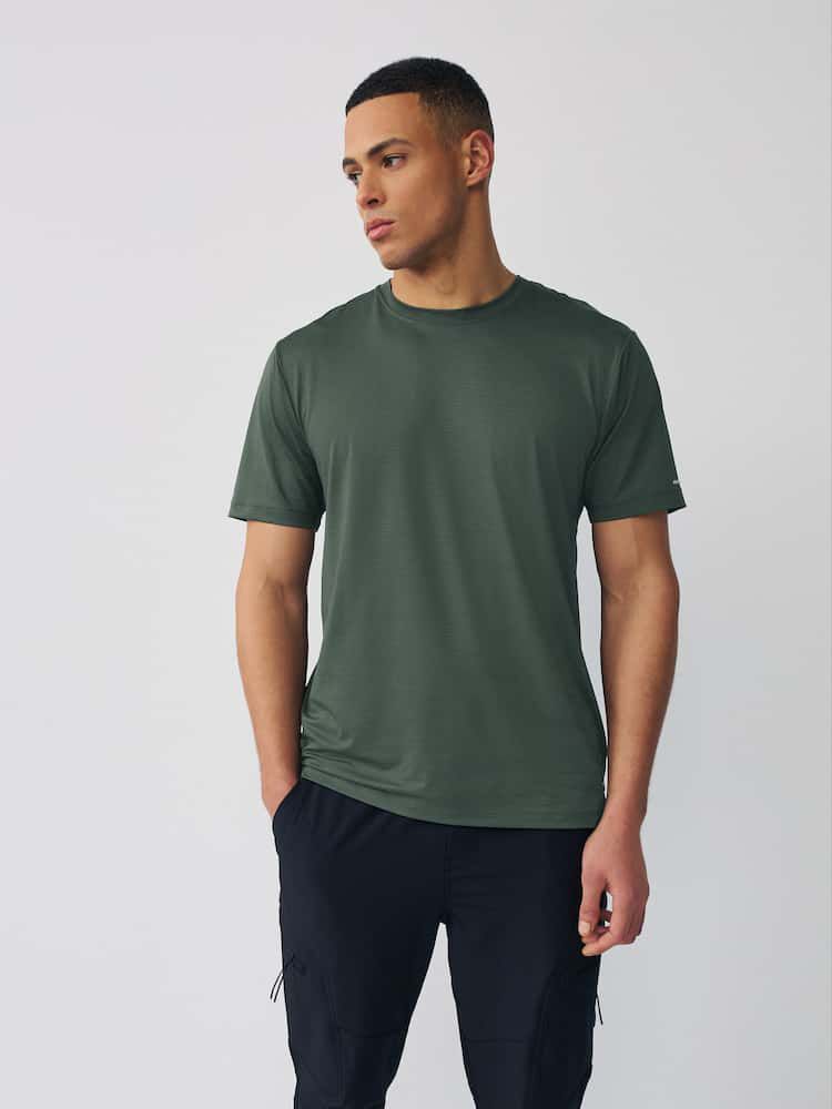 Short Sleeve Tee Active Gym Textured Training - Khaki Green