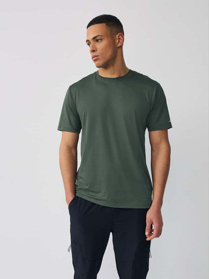 Short Sleeve Tee Active Gym Textured Training - Khaki Green