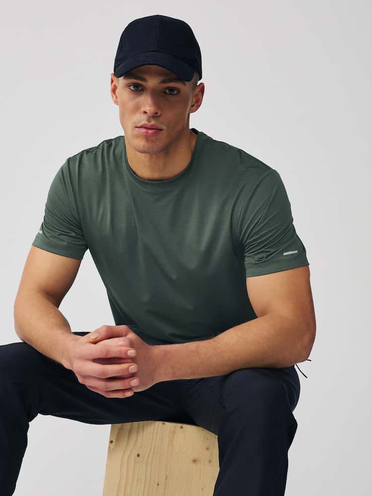 Short Sleeve Tee Active Gym Textured Training - Khaki Green